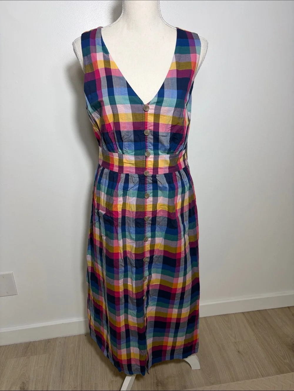 J.Crew Sleeveless Multicolor Plaid Button-Front Dress Size 10
